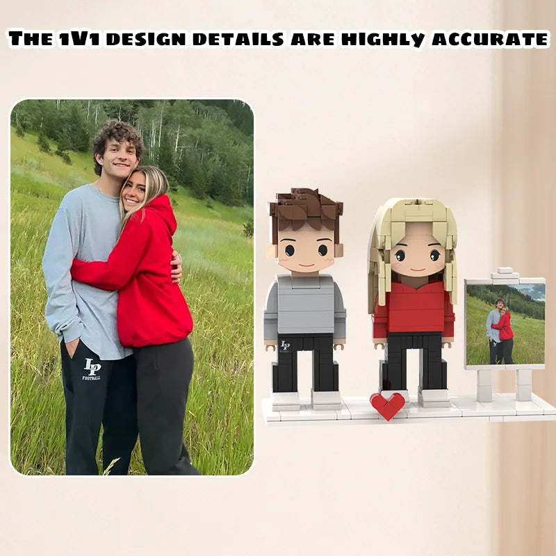 Mini DIY Building Blocks Cartoon Toy Set for Wedding Birthday or Portrait Gift Featuring Love Theme Mini Doll Figures