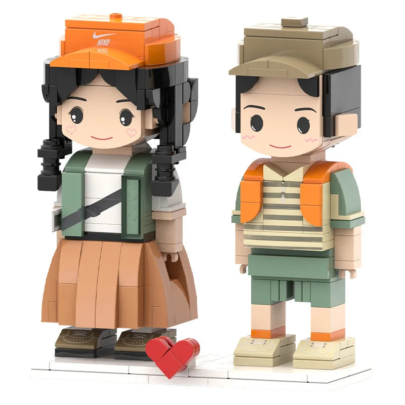 Mini DIY Building Blocks Cartoon Toy Set for Wedding Birthday or Portrait Gift Featuring Love Theme Mini Doll Figures
